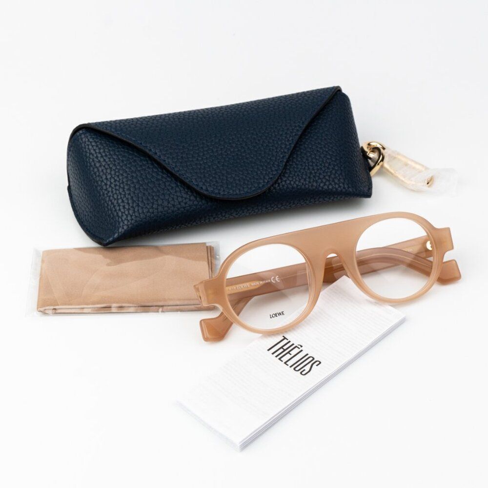 Loewe Women Eyeglasses Shiny Light Pink Demo Round LW50009I 072 BRAND NEW